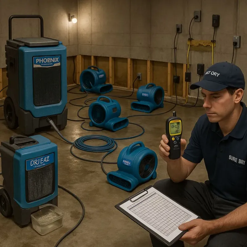 Structural Drying and Dehumidification process in Wingate, NC